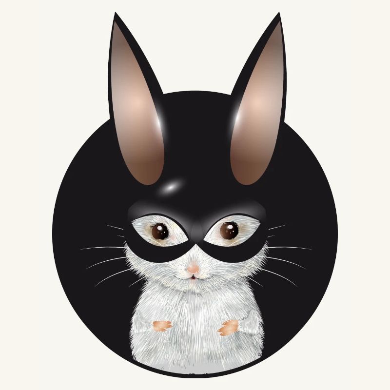 Cute White Mouse with Bunny Mask in Patch