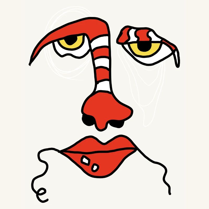 Visage abstrait avec rayures