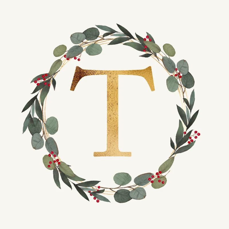 Customizable monogram T wreath