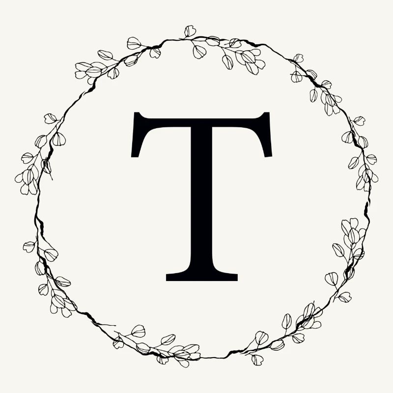 Monogram T wreath customizable