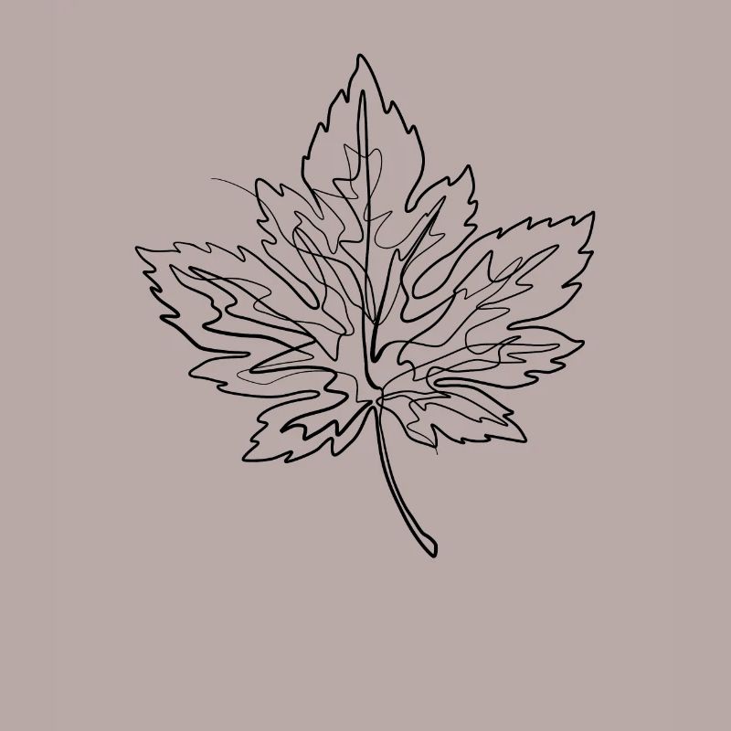 Maple maple leaf - one line drawing