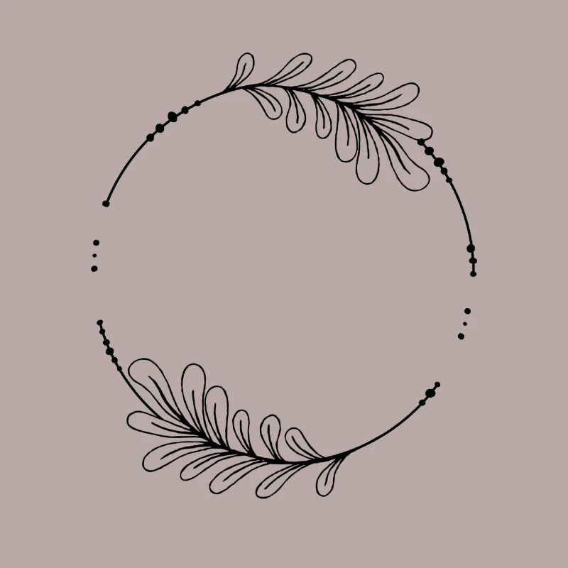 Black circle frame with leaves