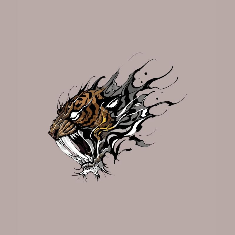 Fierce Sabertooth Tiger tattoo design