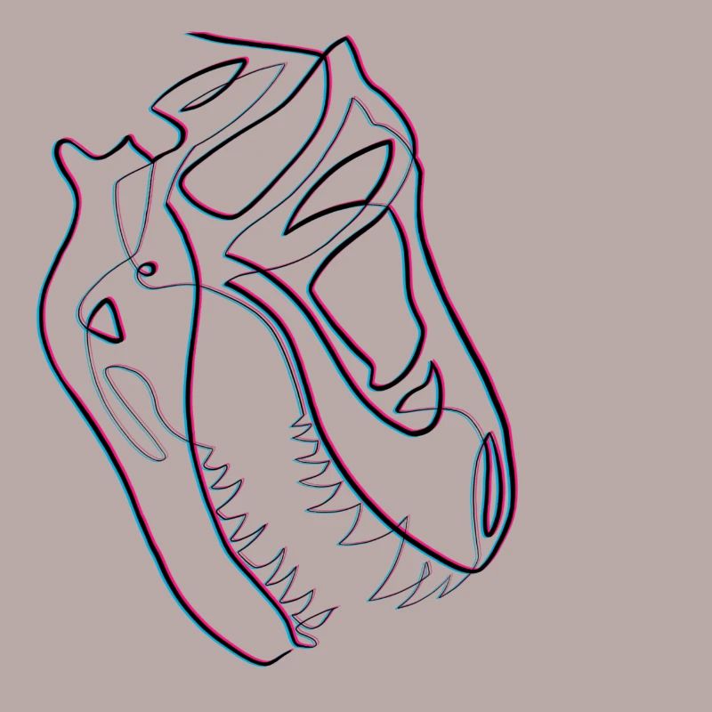 T-rex skull in single line blurred effect