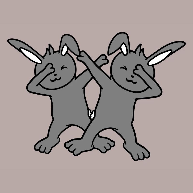 2 Hasen Dabbing Dab Dance Pose Tanzen Party Feiern