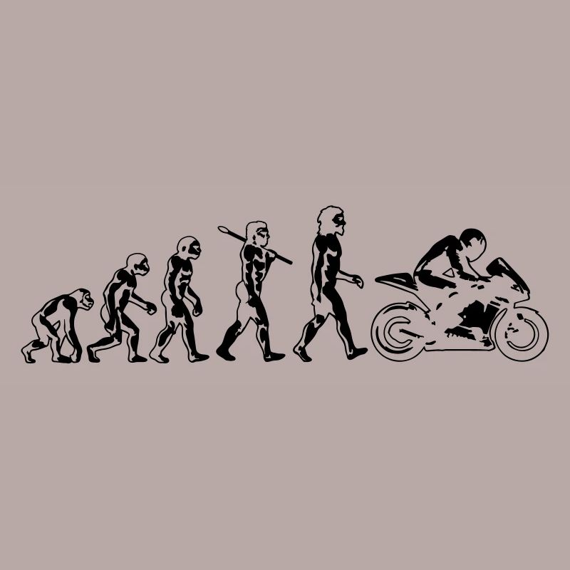 motorcycle evolution flat white print