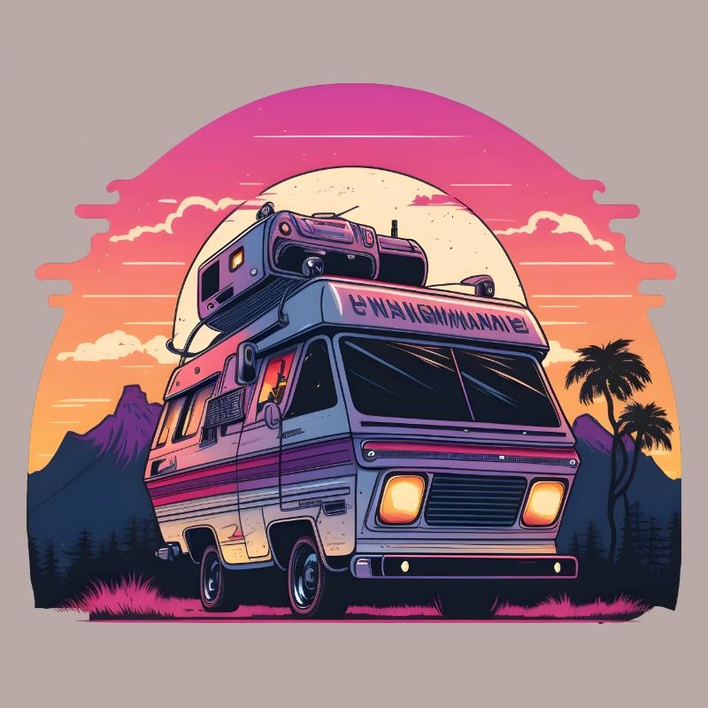 Synthwave Camper sunset