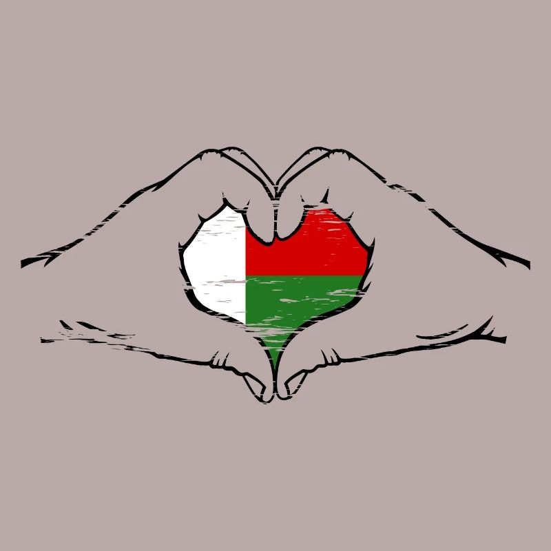 Drapeau de Madagascar en forme de coeur utilisé