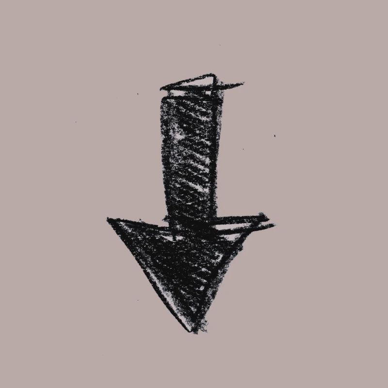 Flèche peint vers le bas idée de cadeau Scribble