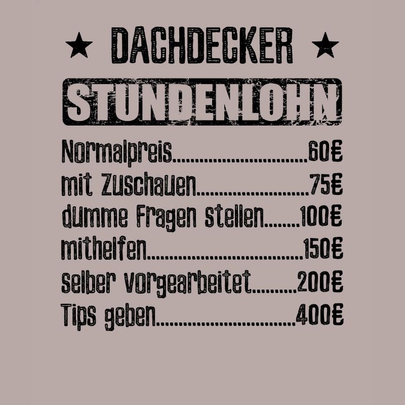 Stundenlohn Dachdecker - Beruf - Spruch