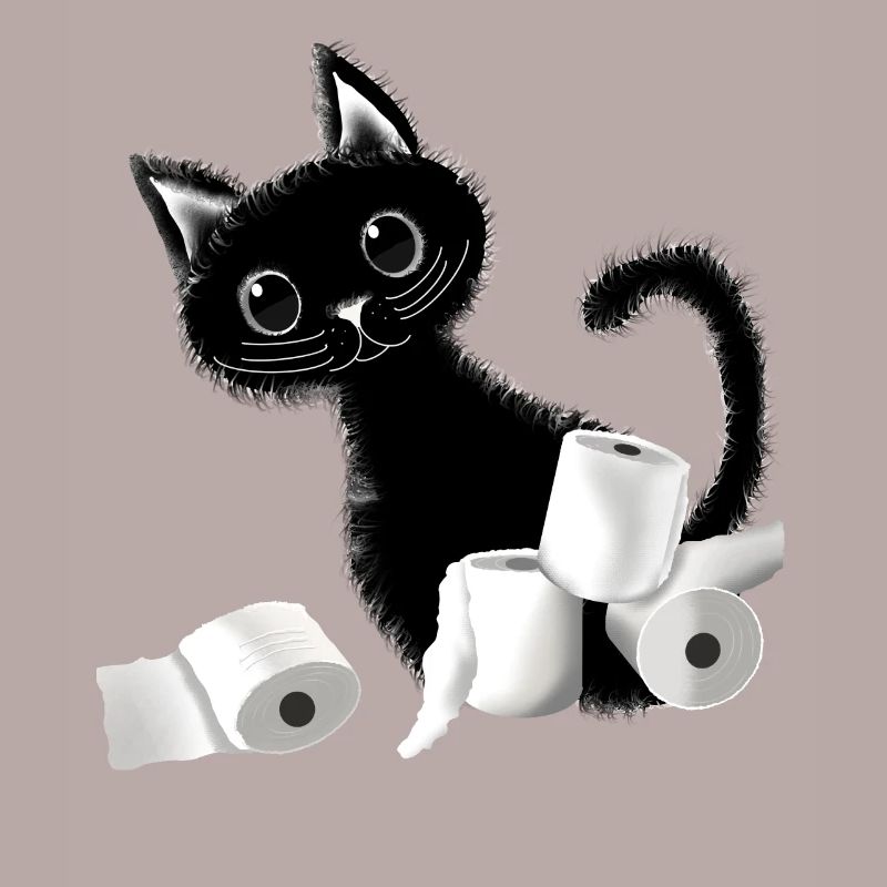 Conception de papier toilette chat noir gueule de bois