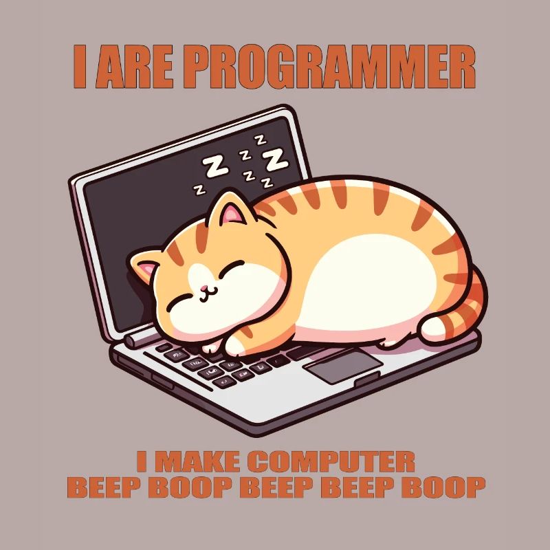 I are programmer, fat sleeping cat