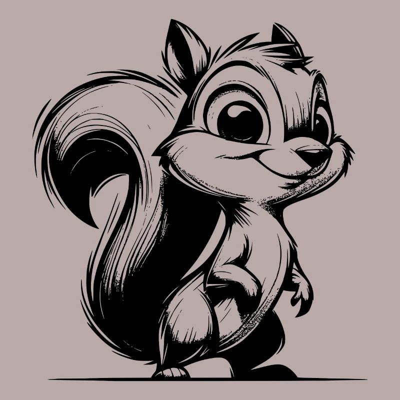 Small Pencil Squirrel Stroke Drawing