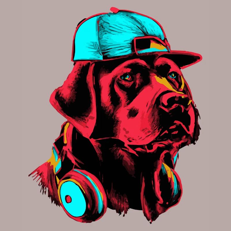 Synthwave Labrador 80er 90er Hip Hop Hund Retrieve