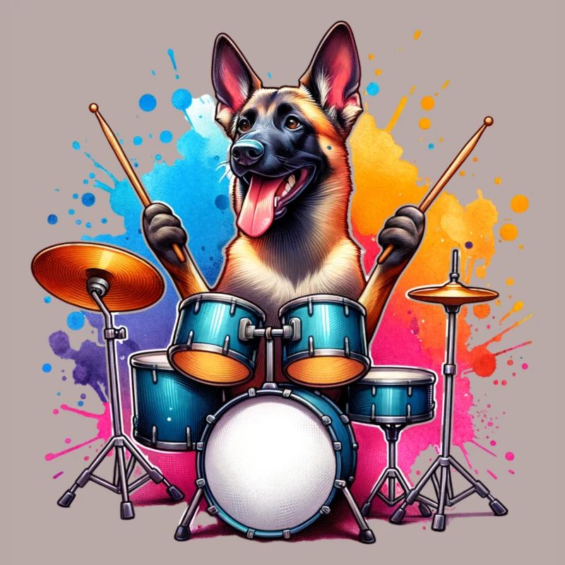 Conception d’aquarelle de batteur Malinois