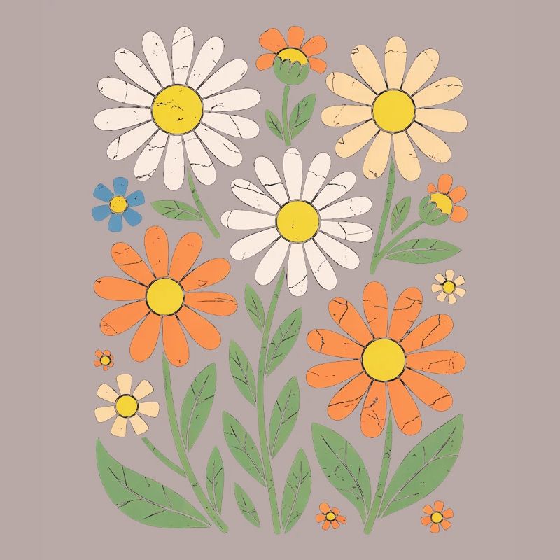 Boho Retro Daisy Pattern Retro