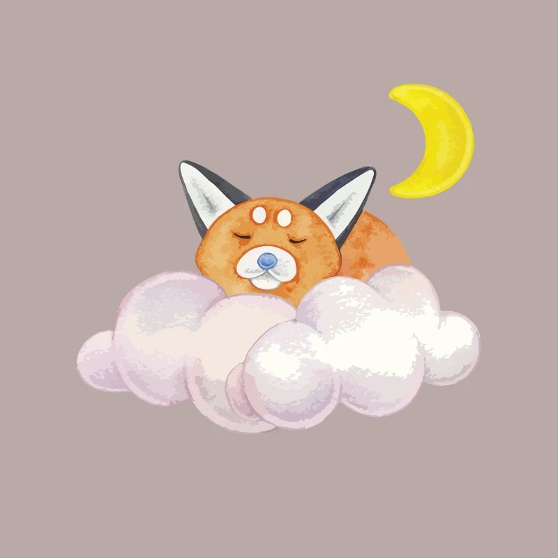 Sleeping cat cloud moon night gift