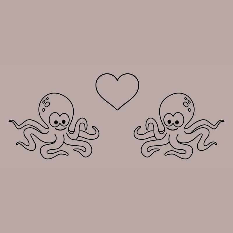 Krake Comic Paar liebe