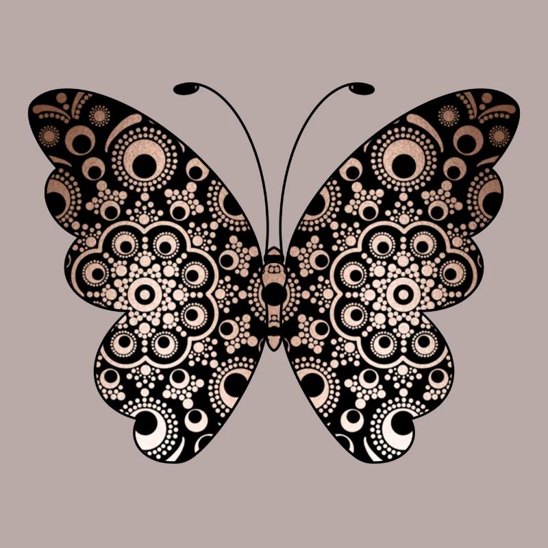 Conception de mandala papillon doré
