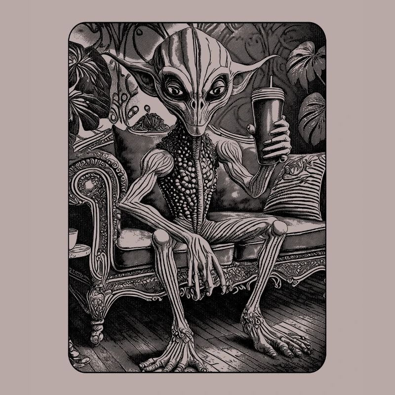 Comic shirt: Alien in a relaxed atmosphere.