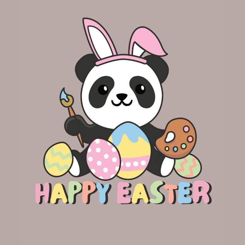 happy easter süßes Panda Ostern mit Ostereiern