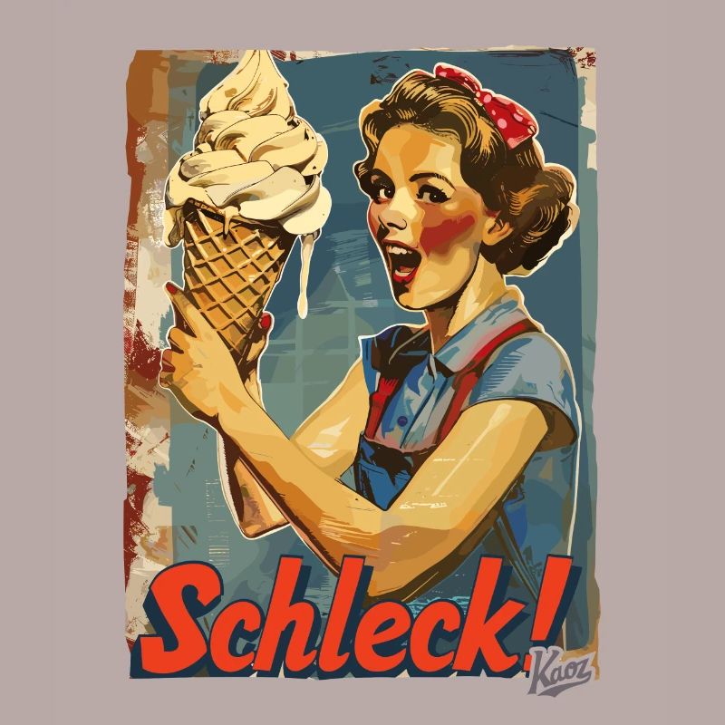 Liebe Dame mit riesigem Waffel-Eis