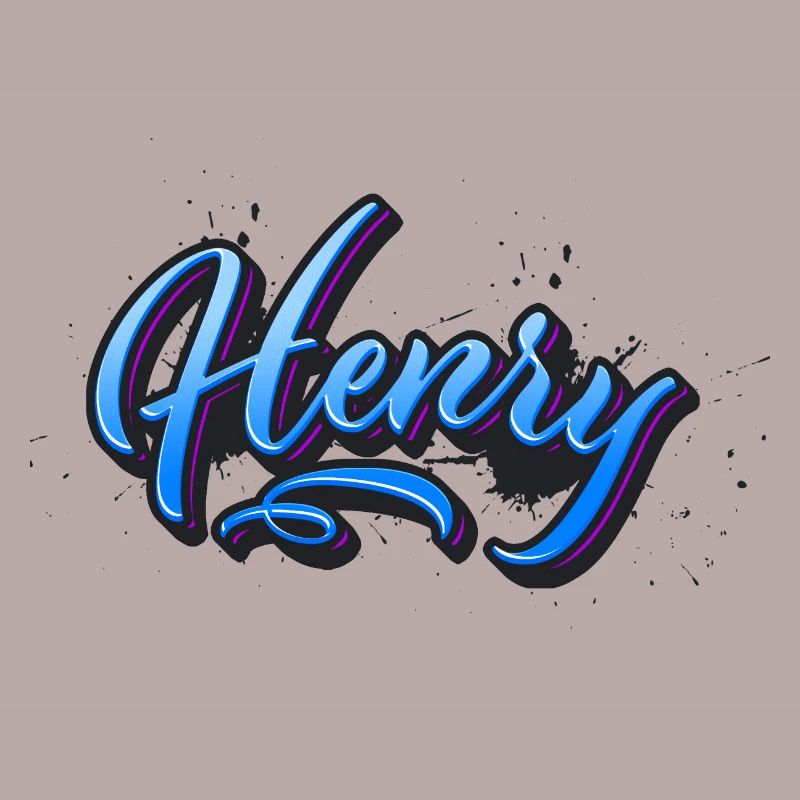 Henry First Name Name Name Tag Splash Graffiti