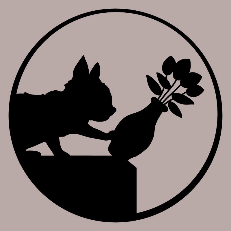 Tombe en bas du vase de fleurs chat