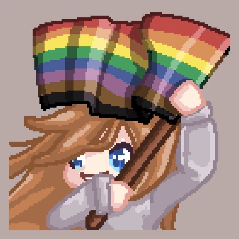Pillowg1rl Emote mit Prideflagge