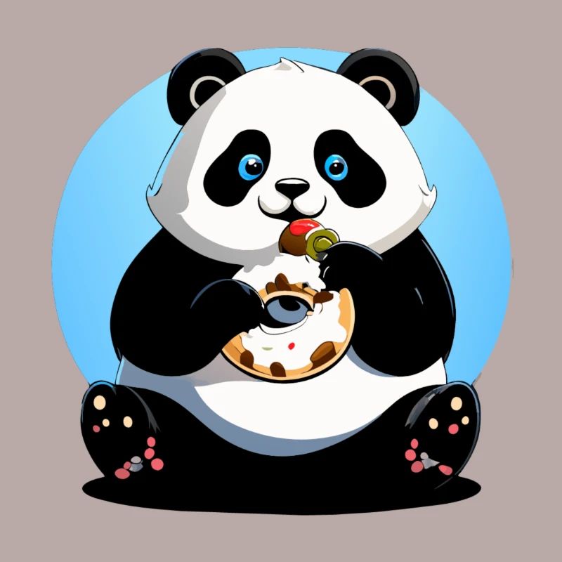 panda eats donut