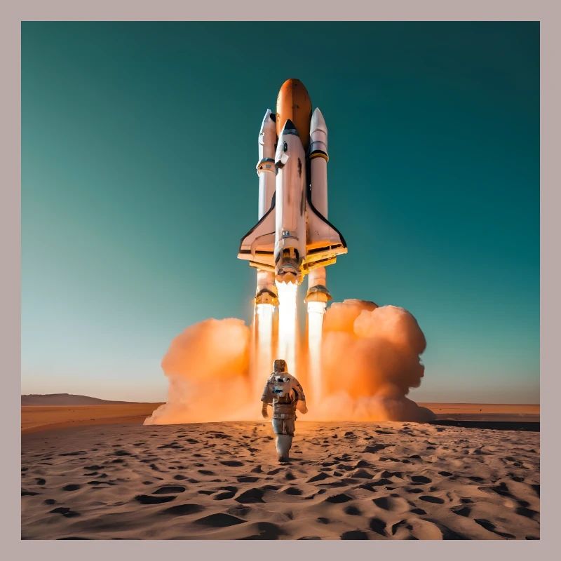 astronaut with rocket