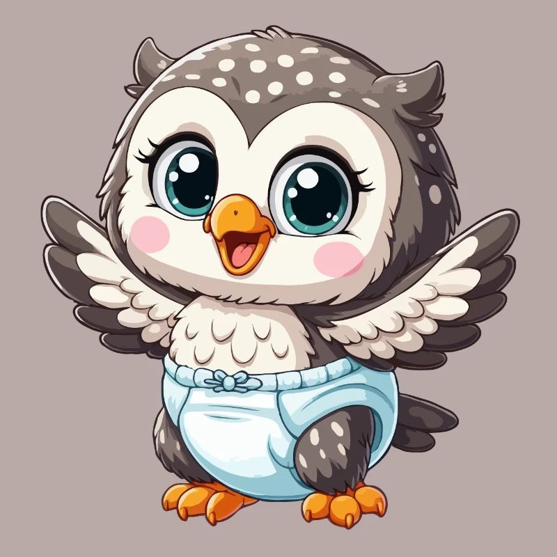 Bébé hibou avec couche