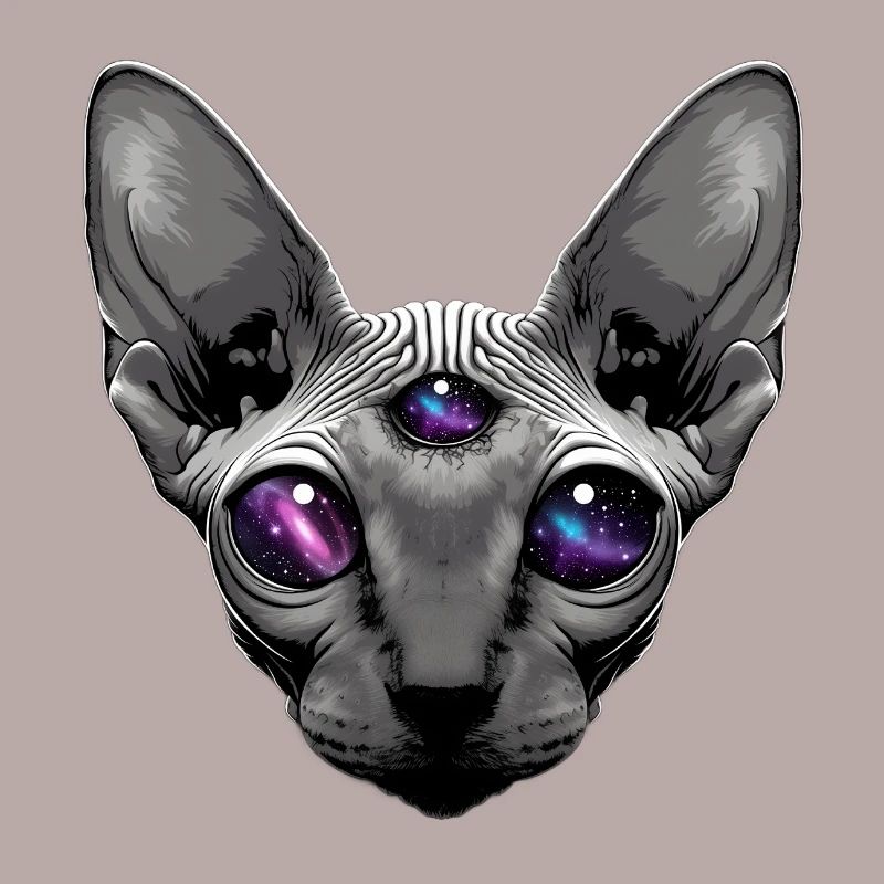 a sphinx cat with big deep black eyes
