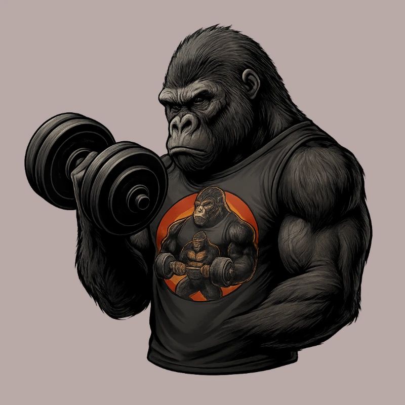 Strong gorilla during bicep training with Power-Shir