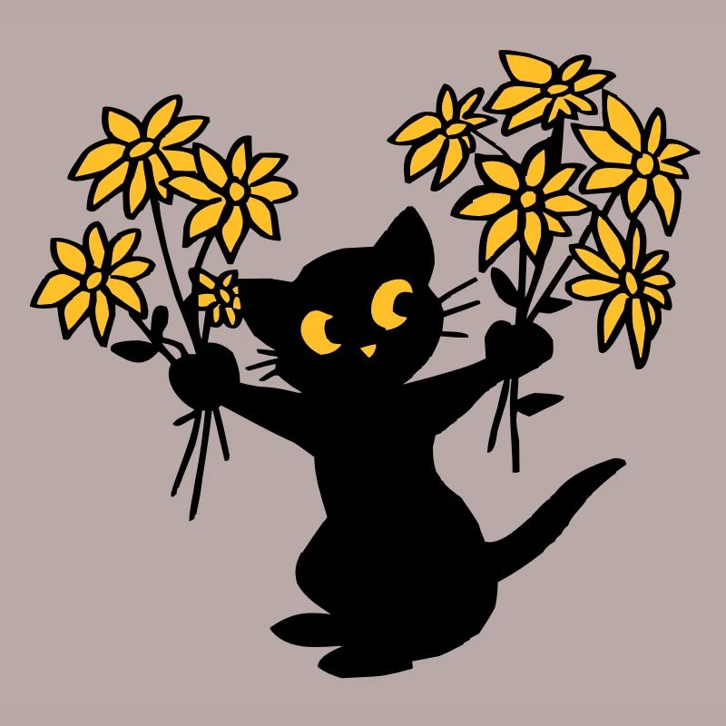 Die Katze mit Blumen