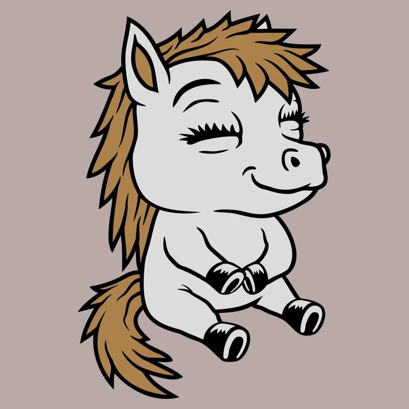 Kleines sitzendes Comic Pony