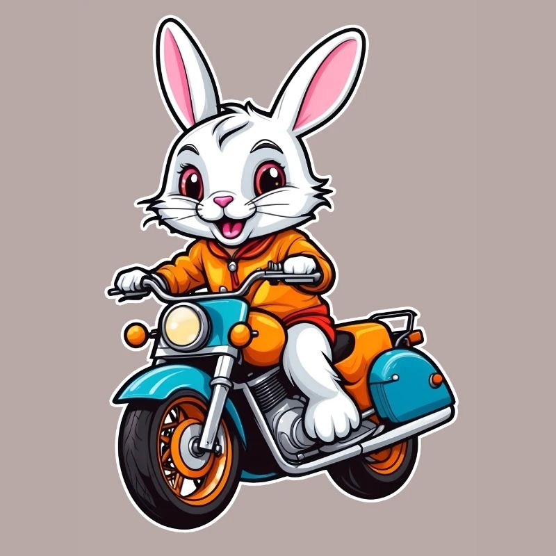 Cool Easter Bunny on Motorcycle Biker Bunny