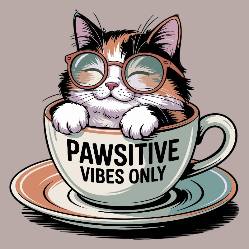 Pawsitive Vibes Only – Cat in a Cup