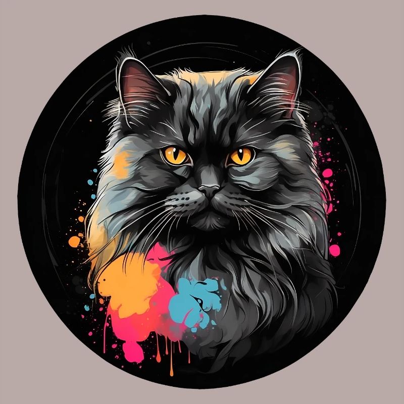 Portrait mignon de chat persan avec des éclaboussures de couleur