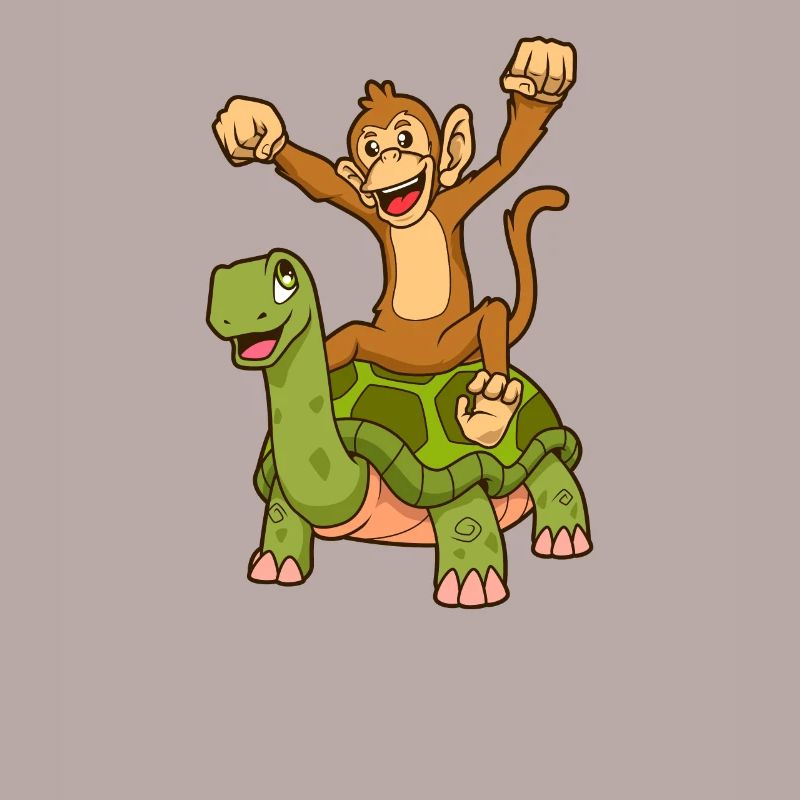 Comic - Monkey sits on turtle