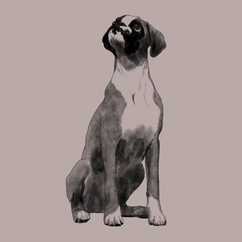 Sitzender Boxer Hund
