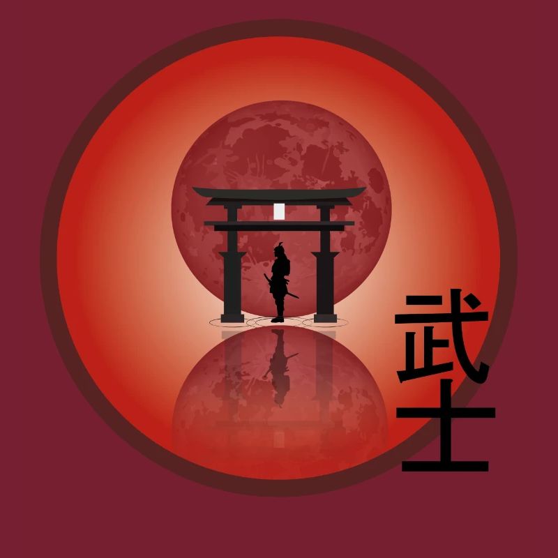 Samurai Red Moon - Sunset Samurai Design