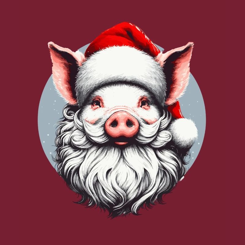 Conception de pull de Noël : Cochon comme Père Noël - Noël