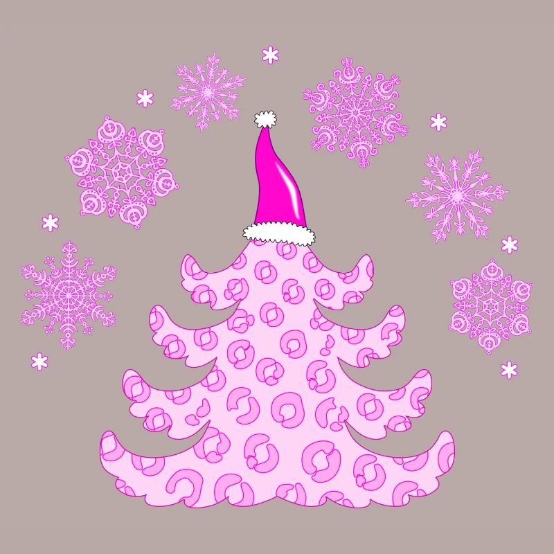 Fir tree in leopard print with Santa hat