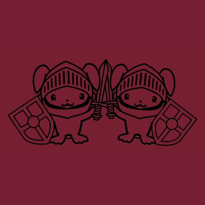 2 Bunnies Knight Sword Shield Armor Helmet Castle