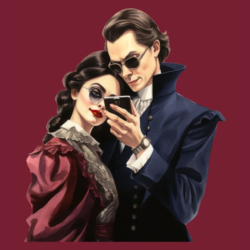 Coppia vintage che scatta selfie