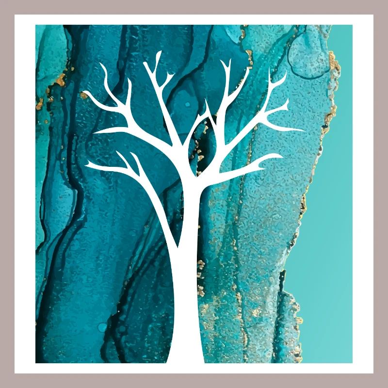 White Tree with Abstract Marble Background