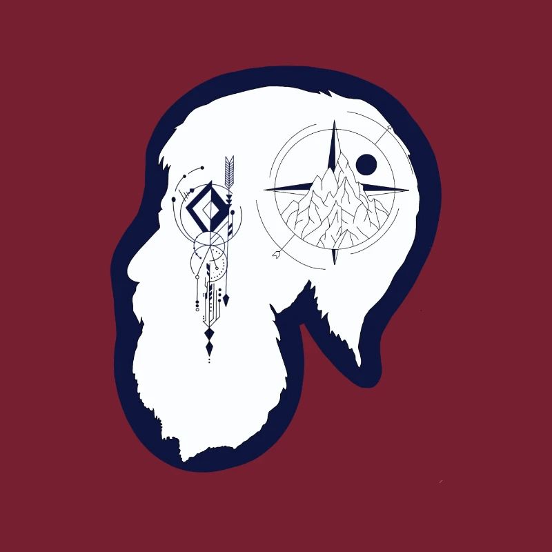 Hipster Beard Compass - Hipster with a compass