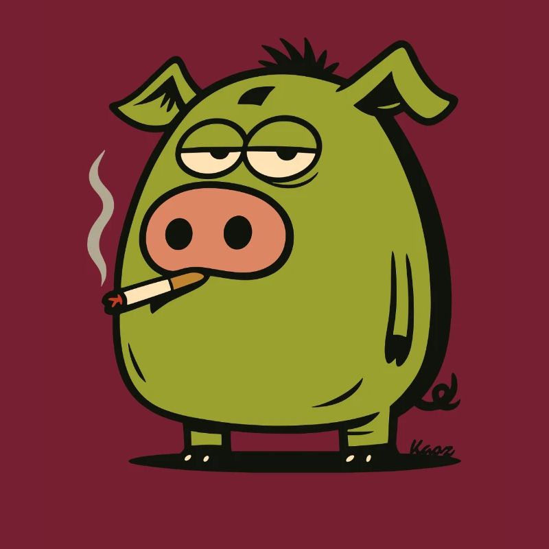 Grünes Comic Schwein