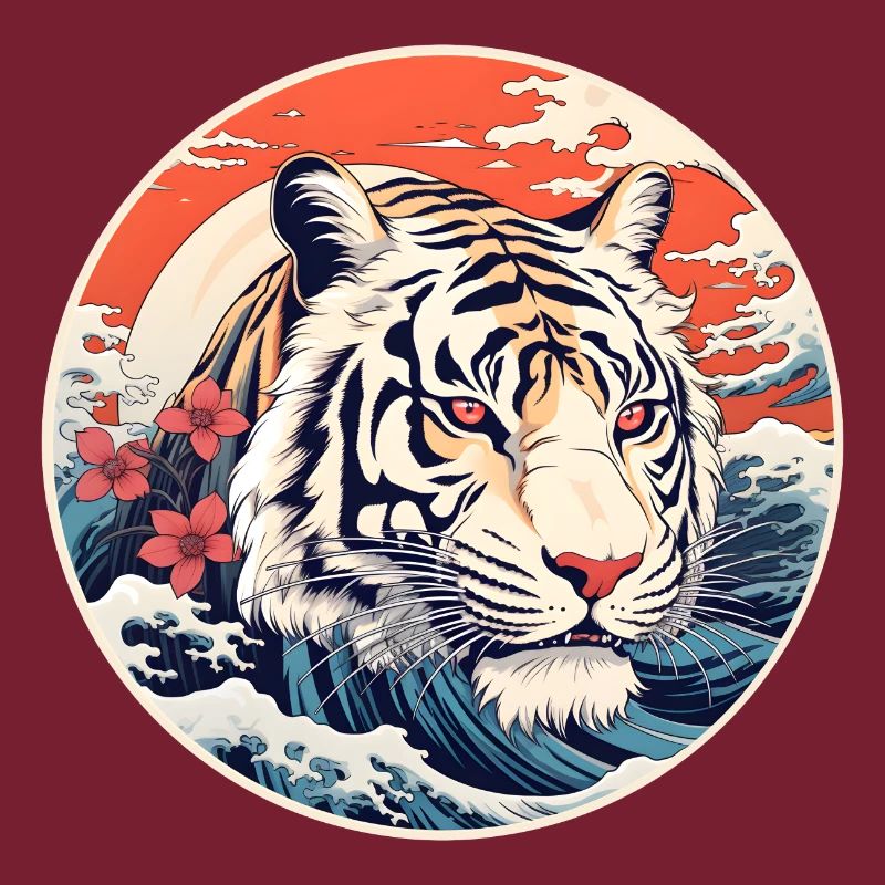 Vague du tigre blanc Ukiyo-e Hokusai